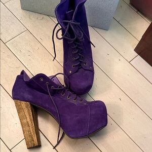 Purple Suede Women's Platform Boots